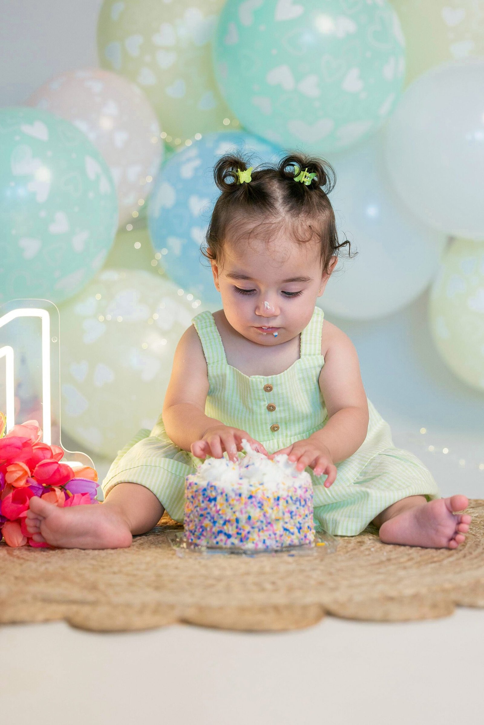 First birthday cake smash session photographed by Studio FB USA